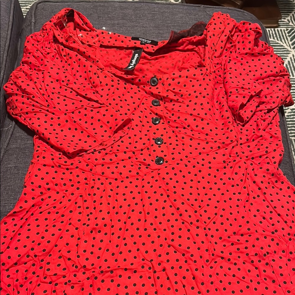 Red Polka Dot Women's Top